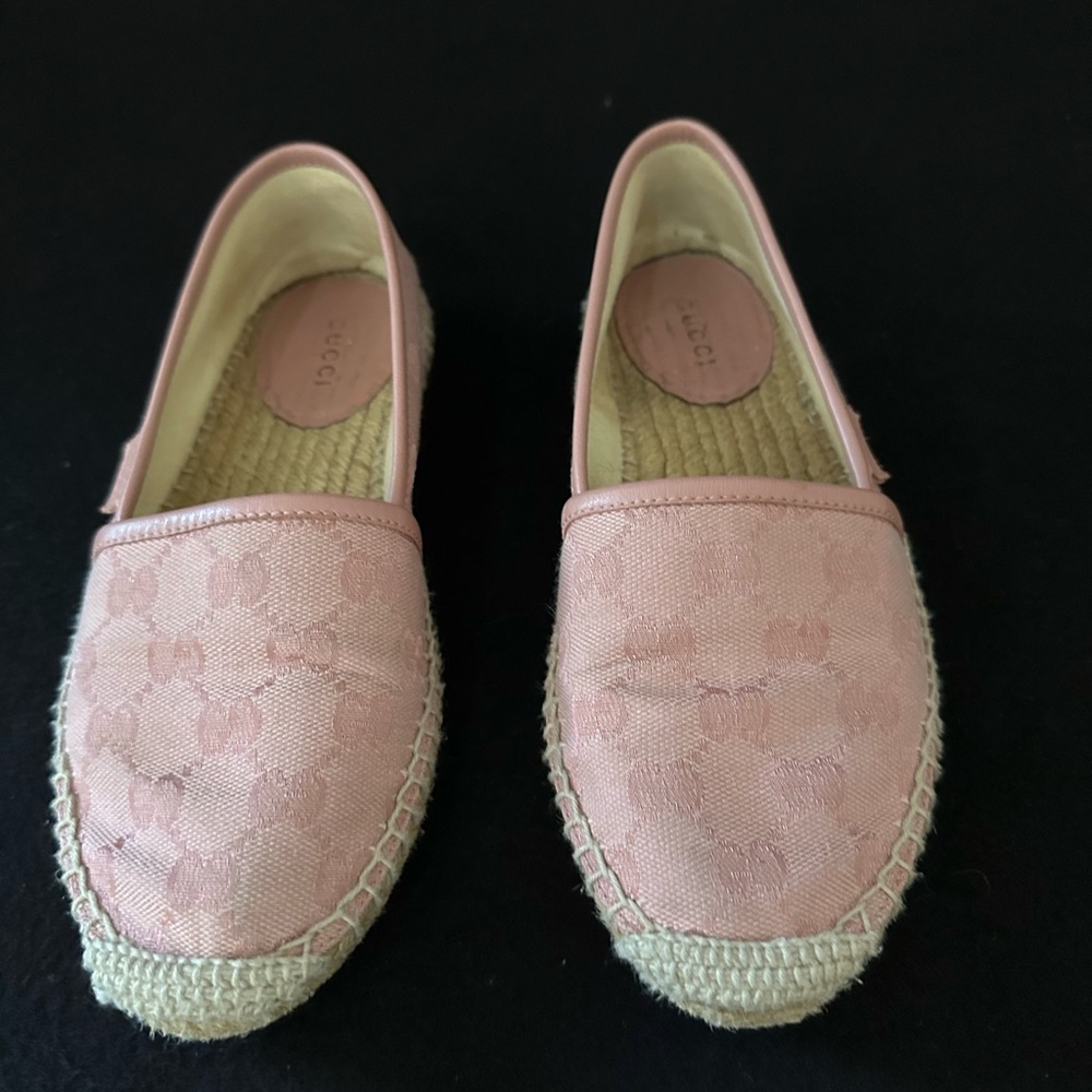Gucci Pink Canvas Espadrille Flats